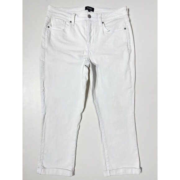NYDJ White Capri Jeans Rolled Straight Leg Lift Tuck Stretch Women's Size 8 (J4) - Picture 1 of 11
